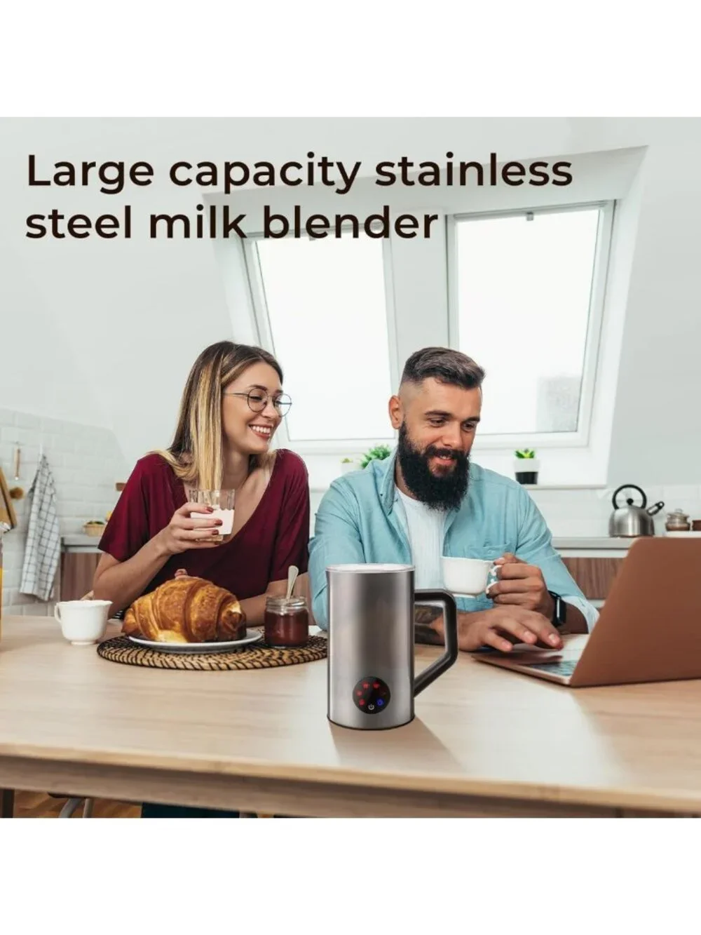 6-in-1 Electric Milk Frother & Steamer - 20oz Hot & Cold Foam Maker for Lattes
